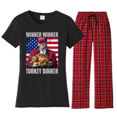 Winner Winner Turkey Dinner Humor Funny Trump Thanksgiving Women's Flannel Pajama Set