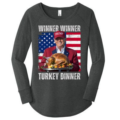 Winner Winner Turkey Dinner Humor Funny Trump Thanksgiving Women's Perfect Tri Tunic Long Sleeve Shirt