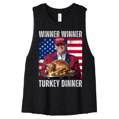 Winner Winner Turkey Dinner Humor Funny Trump Thanksgiving Women's Racerback Cropped Tank