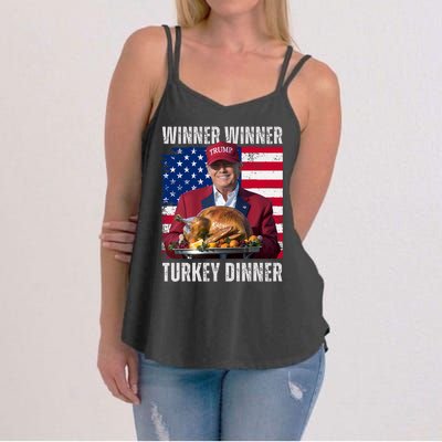 Winner Winner Turkey Dinner Humor Funny Trump Thanksgiving Women's Strappy Tank