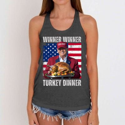 Winner Winner Turkey Dinner Humor Funny Trump Thanksgiving Women's Knotted Racerback Tank