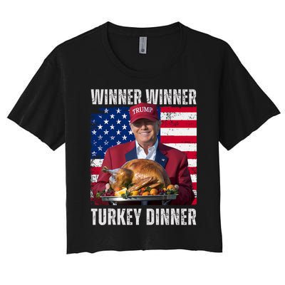 Winner Winner Turkey Dinner Humor Funny Trump Thanksgiving Women's Crop Top Tee