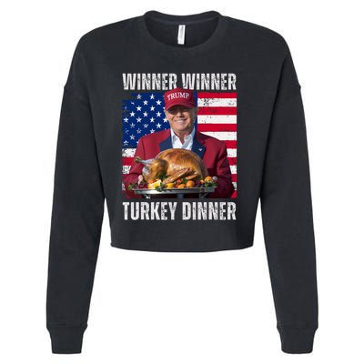 Winner Winner Turkey Dinner Humor Funny Trump Thanksgiving Cropped Pullover Crew