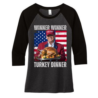 Winner Winner Turkey Dinner Humor Funny Trump Thanksgiving Women's Tri-Blend 3/4-Sleeve Raglan Shirt