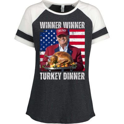 Winner Winner Turkey Dinner Humor Funny Trump Thanksgiving Enza Ladies Jersey Colorblock Tee