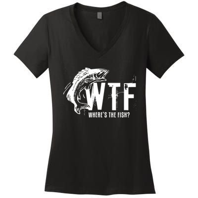 WTF Where's The Fish Women's V-Neck T-Shirt