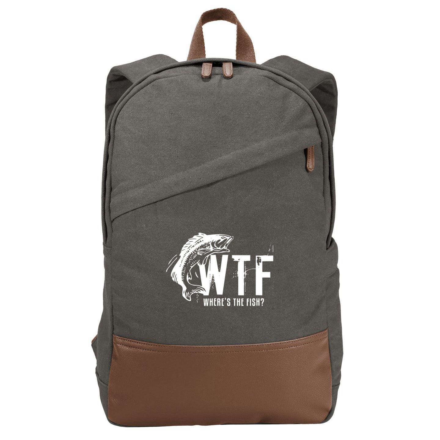 WTF Where's The Fish Cotton Canvas Backpack