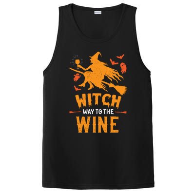 Witch Way To The Wine Funny Pun Halloween Costume Gift PosiCharge Competitor Tank