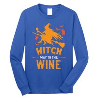 Witch Way To The Wine Funny Pun Halloween Costume Gift Long Sleeve Shirt