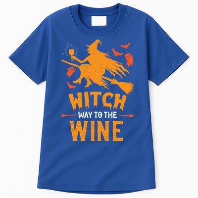 Witch Way To The Wine Funny Pun Halloween Costume Gift Tall T-Shirt