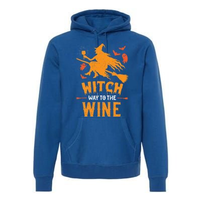 Witch Way To The Wine Funny Pun Halloween Costume Gift Premium Hoodie