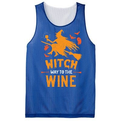 Witch Way To The Wine Funny Pun Halloween Costume Gift Mesh Reversible Basketball Jersey Tank