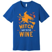 Witch Way To The Wine Funny Pun Halloween Costume Gift Premium T-Shirt