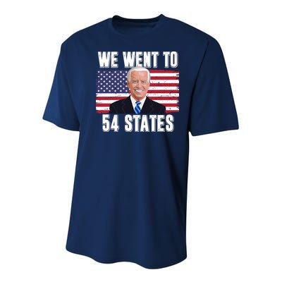We Went To 54 States USA Flag Joe Biden Funny Youth Performance Sprint T-Shirt