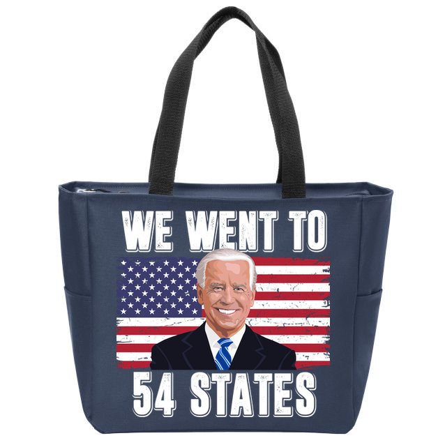 We Went To 54 States USA Flag Joe Biden Funny Zip Tote Bag