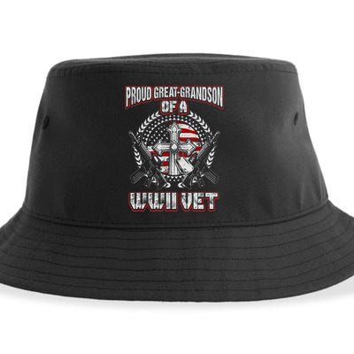 World War Two Veteran Proud Great Grandson Wwii Vet Military Sustainable Bucket Hat