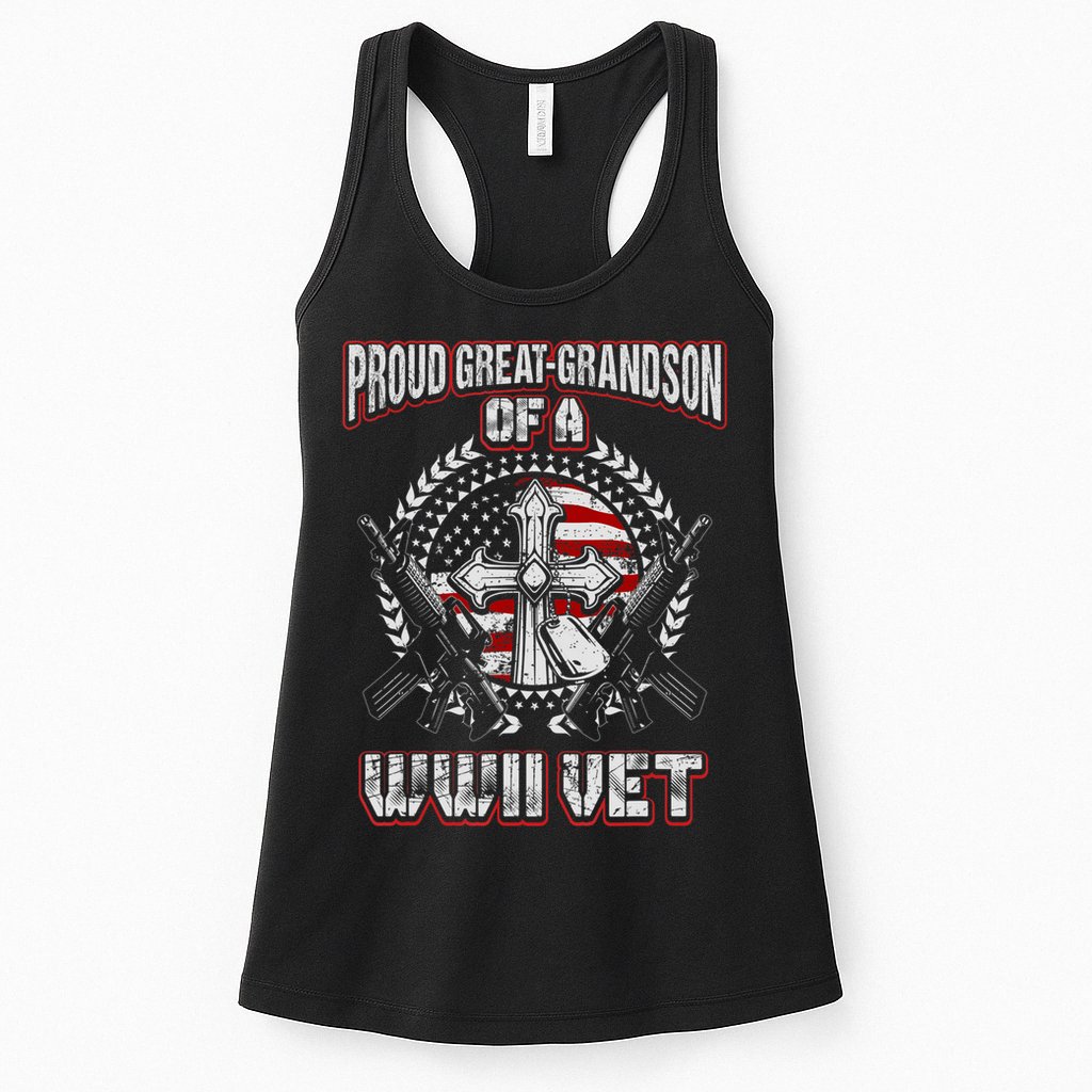 World War Two Veteran Proud Great Grandson Wwii Vet Military Womens Tank Top