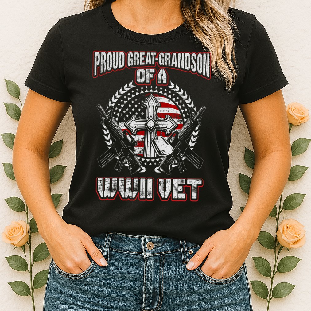 World War Two Veteran Proud Great Grandson Wwii Vet Military Womens T-Shirt