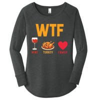 WTF Wine Turkey Family Shirt Funny Thanksgiving Day Women's Perfect Tri Tunic Long Sleeve Shirt