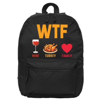 WTF Wine Turkey Family Shirt Funny Thanksgiving Day 16 in Basic Backpack