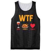 WTF Wine Turkey Family Shirt Funny Thanksgiving Day Mesh Reversible Basketball Jersey Tank