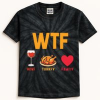 WTF Wine Turkey Family Shirt Funny Thanksgiving Day Kids Tie-Dye T-Shirt