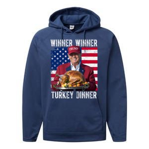 Winner Winner Turkey Dinner Funny Trump Usa Performance Fleece Hoodie