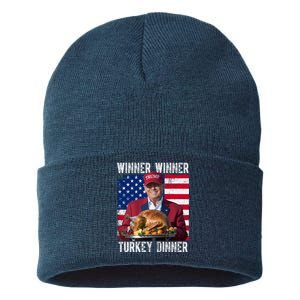 Winner Winner Turkey Dinner Funny Trump Usa Sustainable Knit Beanie