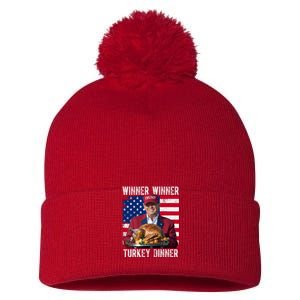 Winner Winner Turkey Dinner Funny Trump Usa Pom Pom 12in Knit Beanie