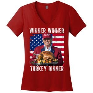 Winner Winner Turkey Dinner Funny Trump Usa Women's V-Neck T-Shirt