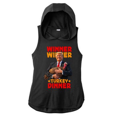 Winner Winner Turkey Dinner Funny Trump Thanksgiving Ladies PosiCharge Tri-Blend Wicking Draft Hoodie Tank