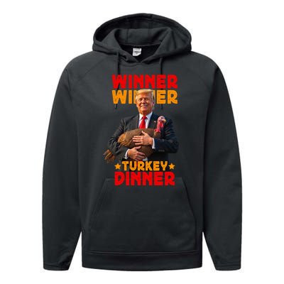 Winner Winner Turkey Dinner Funny Trump Thanksgiving Performance Fleece Hoodie