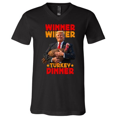 Winner Winner Turkey Dinner Funny Trump Thanksgiving V-Neck T-Shirt