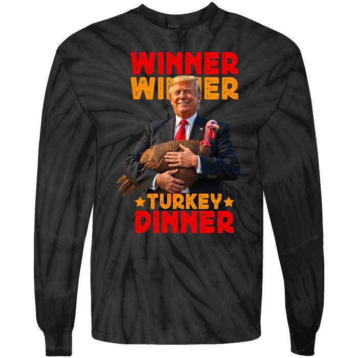 Winner Winner Turkey Dinner Funny Trump Thanksgiving Tie-Dye Long Sleeve Shirt