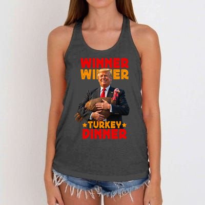 Winner Winner Turkey Dinner Funny Trump Thanksgiving Women's Knotted Racerback Tank