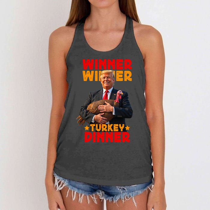 Winner Winner Turkey Dinner Funny Trump Thanksgiving Women's Knotted Racerback Tank