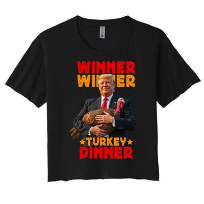 Winner Winner Turkey Dinner Funny Trump Thanksgiving Women's Crop Top Tee