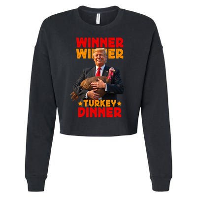 Winner Winner Turkey Dinner Funny Trump Thanksgiving Cropped Pullover Crew