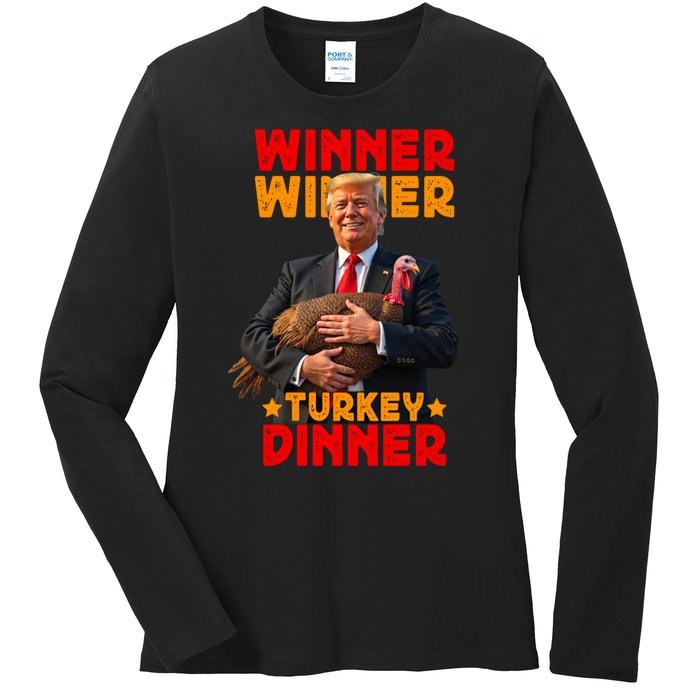 Winner Winner Turkey Dinner Funny Trump Thanksgiving Ladies Long Sleeve Shirt