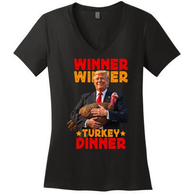 Winner Winner Turkey Dinner Funny Trump Thanksgiving Women's V-Neck T-Shirt