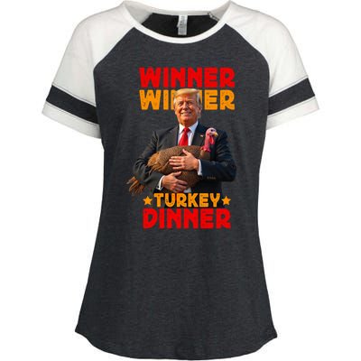 Winner Winner Turkey Dinner Funny Trump Thanksgiving Enza Ladies Jersey Colorblock Tee