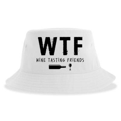 WTF Wine Tasting Friends Funny Wine Lovers Sustainable Bucket Hat