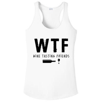 WTF Wine Tasting Friends Funny Wine Lovers Ladies PosiCharge Competitor Racerback Tank
