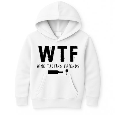 WTF Wine Tasting Friends Funny Wine Lovers Kids Hoodie