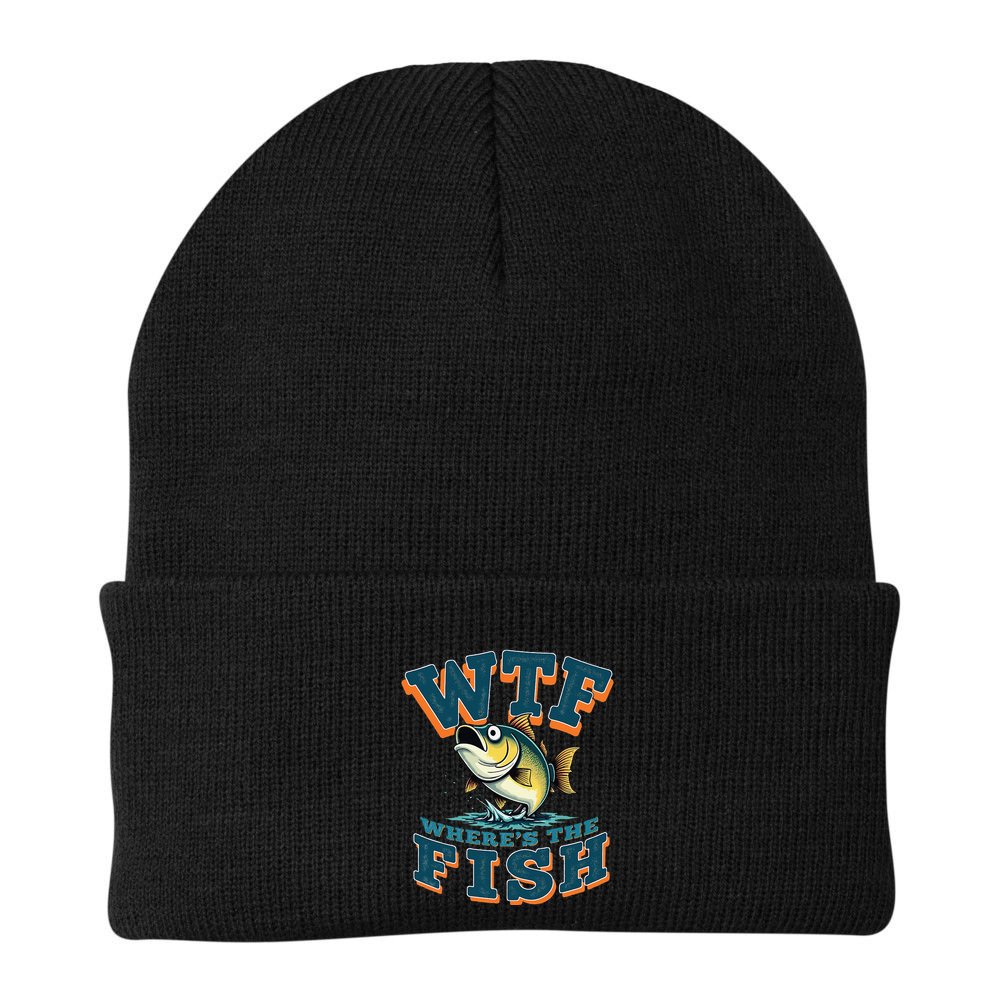 Wtf WhereS The Fish Funny Fishing Gifts Fathers Day Beanie