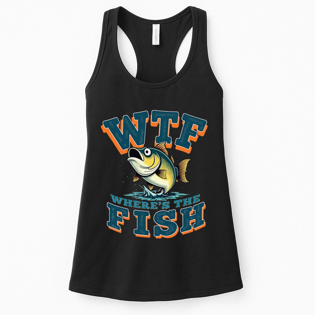 Wtf WhereS The Fish Funny Fishing Gifts Fathers Day Womens Tank Top