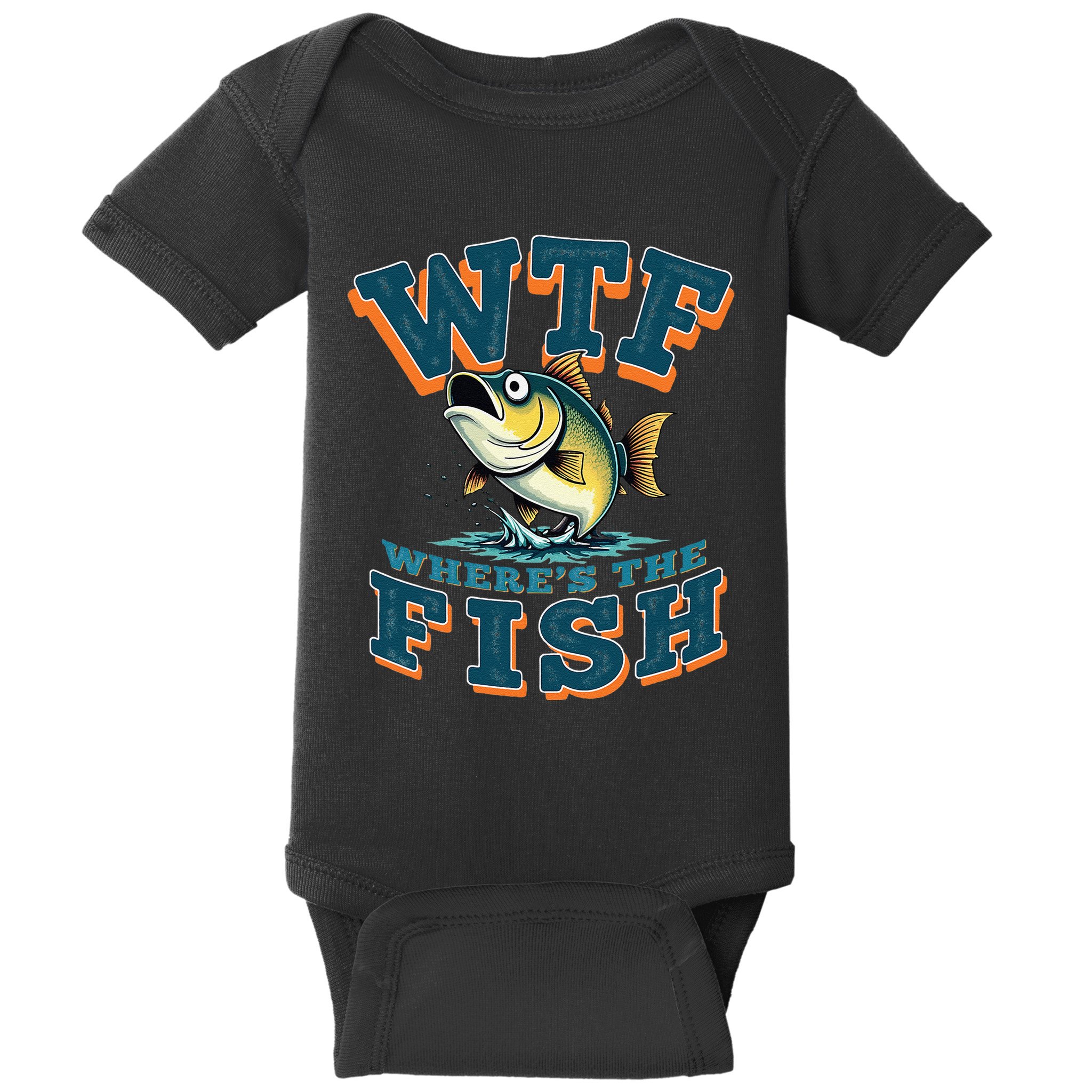 Wtf WhereS The Fish Funny Fishing Gifts Fathers Day Baby Bodysuit