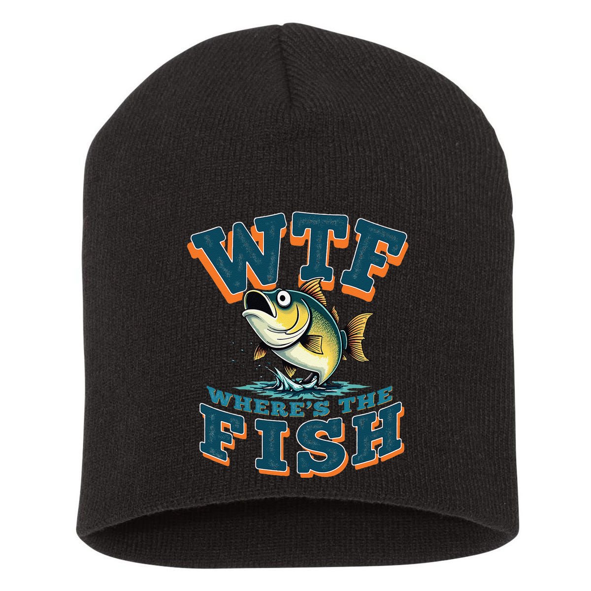 Wtf WhereS The Fish Funny Fishing Gifts Fathers Day Short Acrylic Beanie