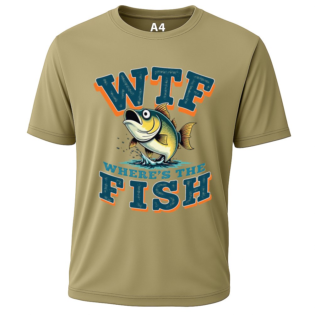 Wtf WhereS The Fish Funny Fishing Gifts Fathers Day Cooling Performance Crew T-Shirt