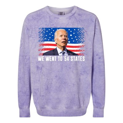 We Went To 54 States Confused Biden Funny Colorblast Crewneck Sweatshirt